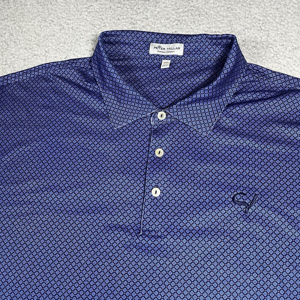 Peter Millar Summer Comfort Polo Mens 2XL Geometric Sand Valley Golf Performance